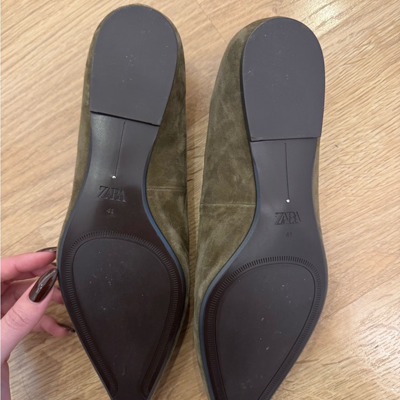 Zara Suede Pointed Ballet Flats - Picture 2 of 6